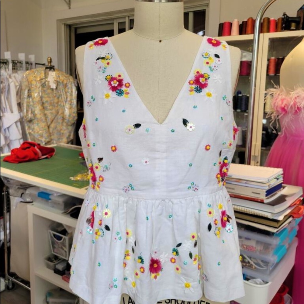 J. Crew Beaded embroidery Top